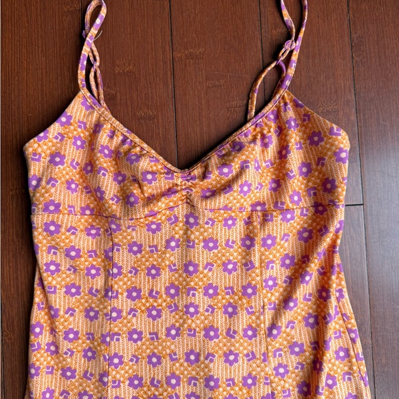 Floral Spaghetti Strap Maxi Dress -‎ Purple and Orange - Picture 2 of 10